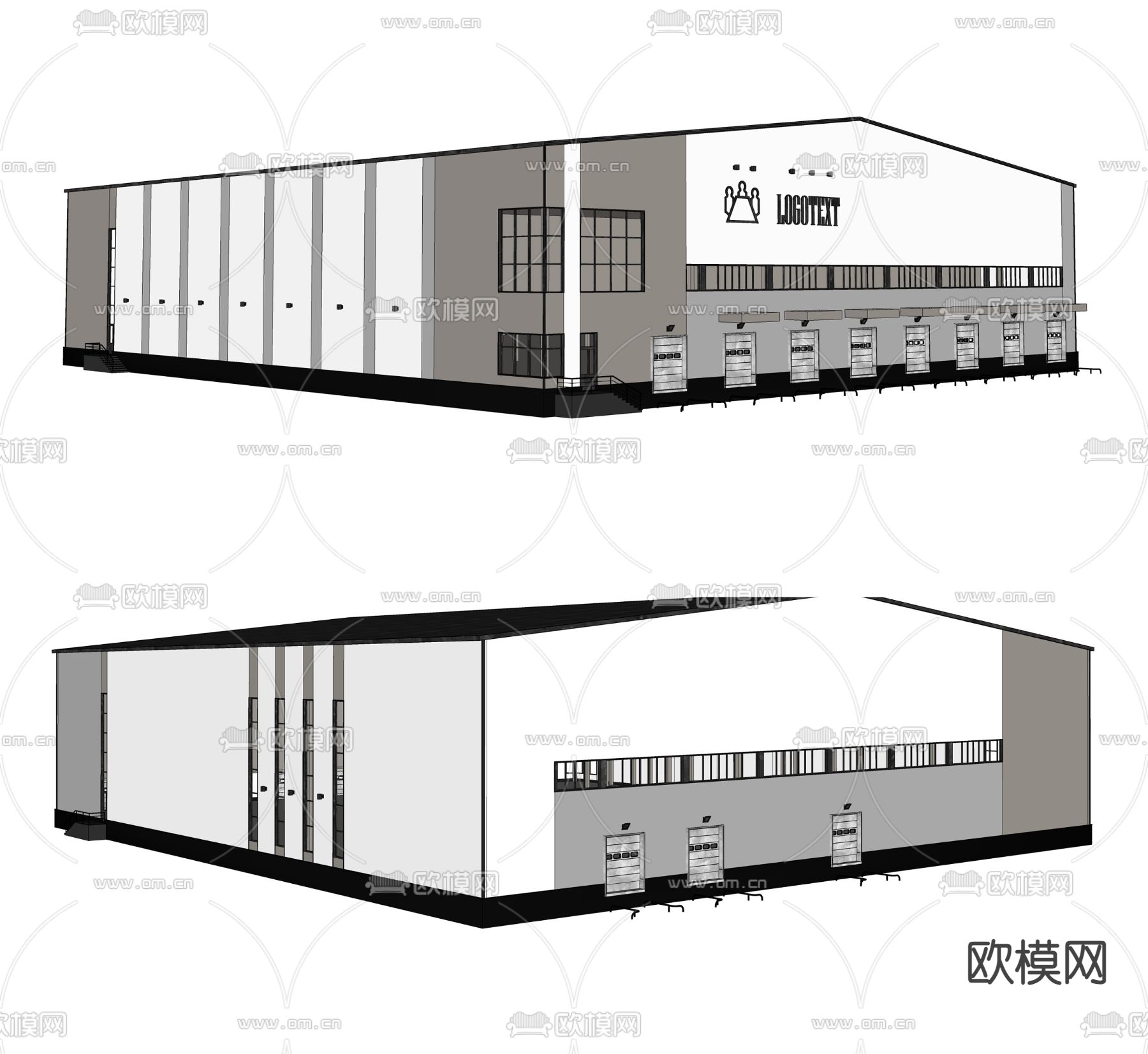 现代仓库 库房 厂房su模型下载（渲染图1）