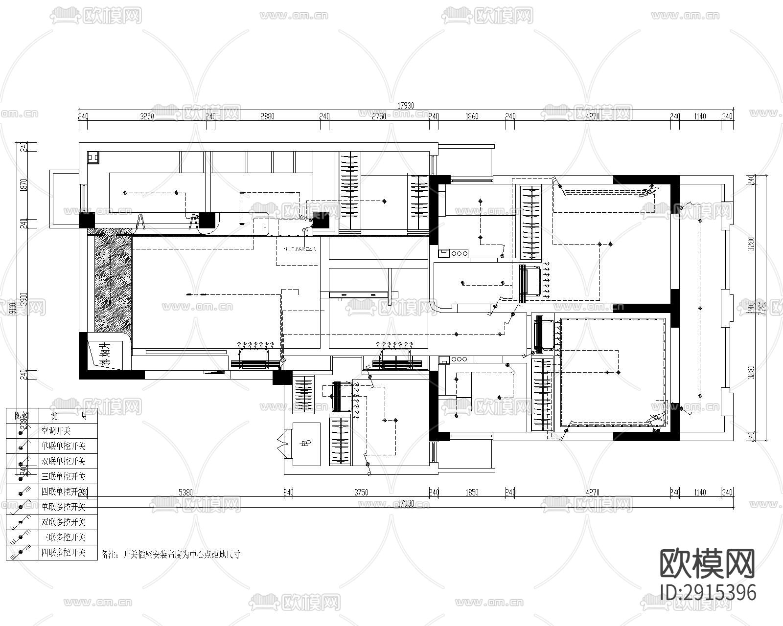 奶油风cad施工图下载（渲染图7）