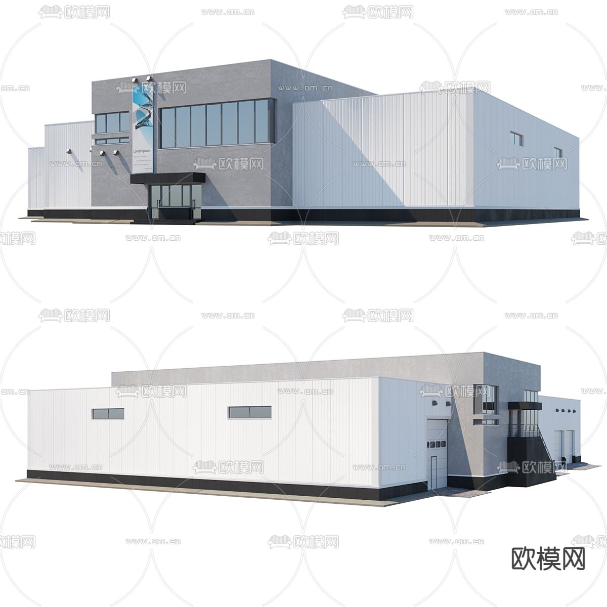现代仓库 货舱 厂房su模型下载（渲染图1）