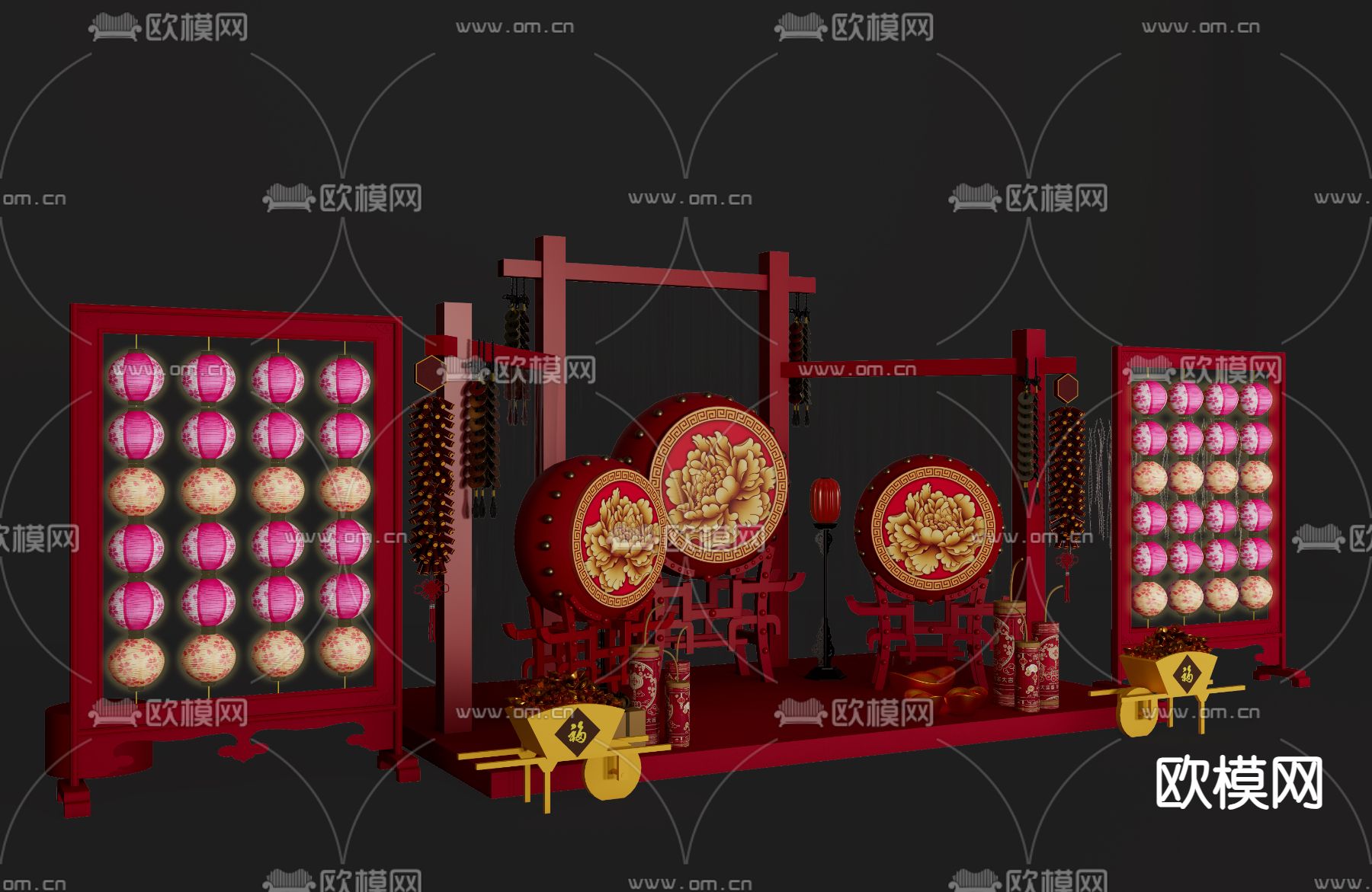 新中式美陈su模型下载（渲染图1）