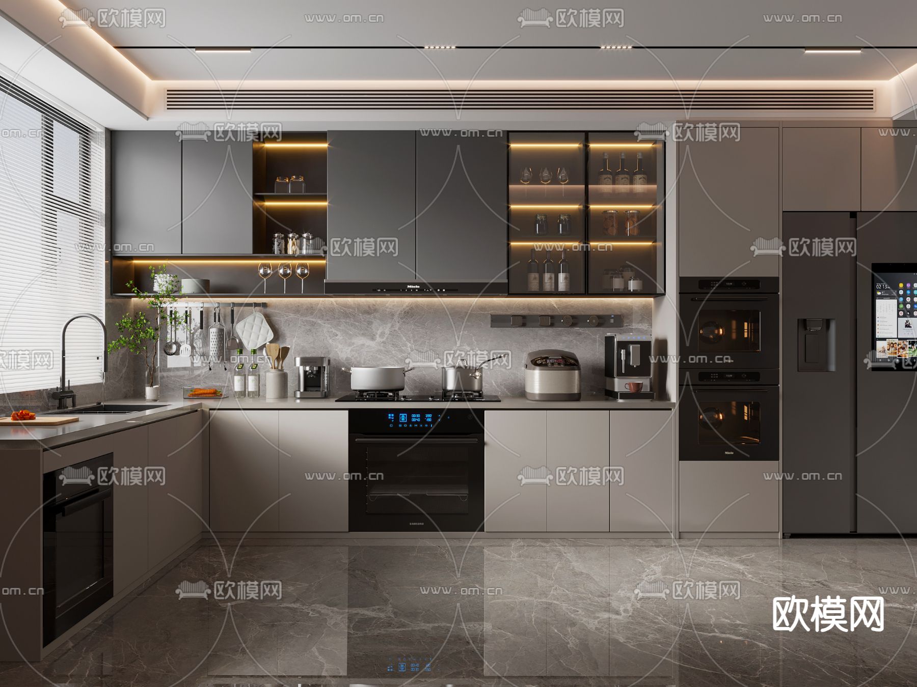 开放式厨房 橱柜3d模型下载