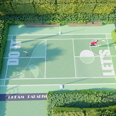  现代羽毛球场su模型 