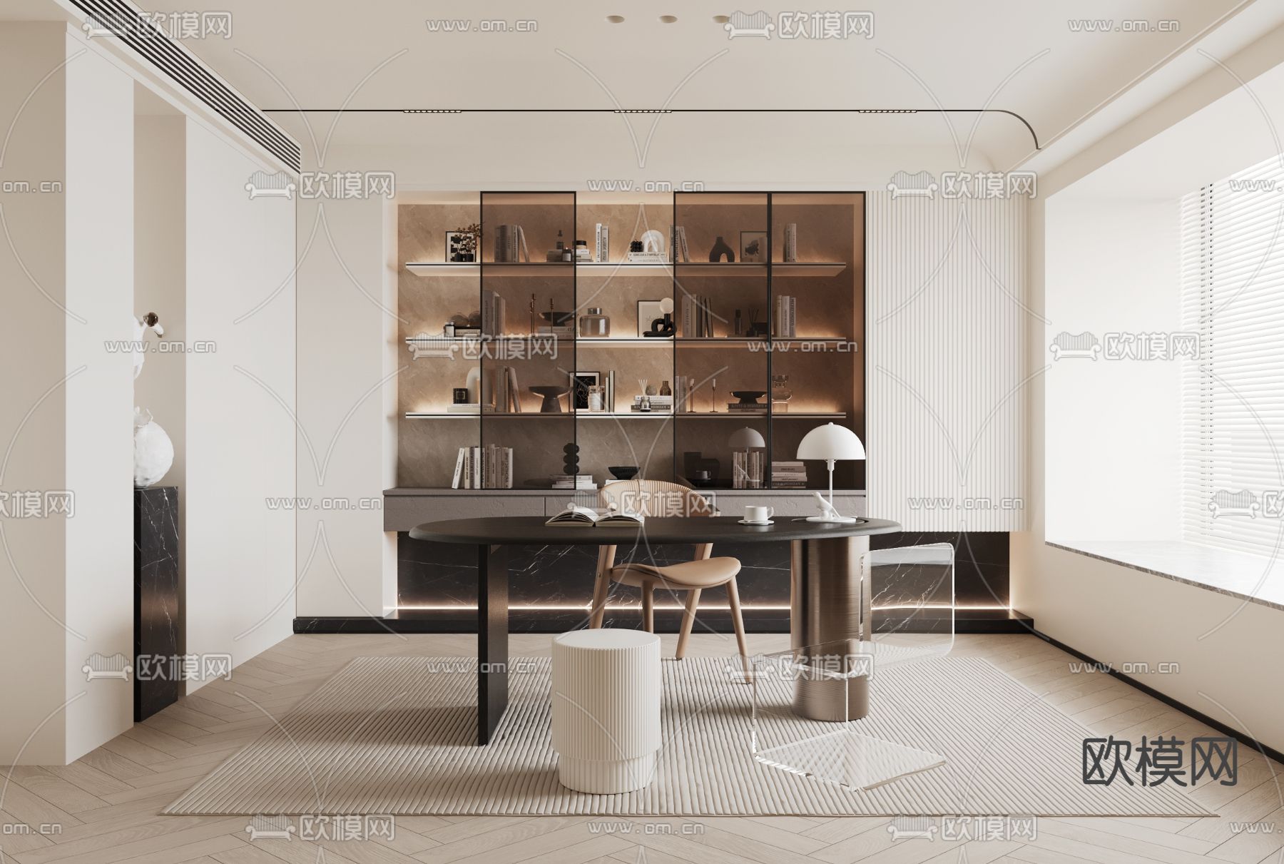 现代书房3d模型下载