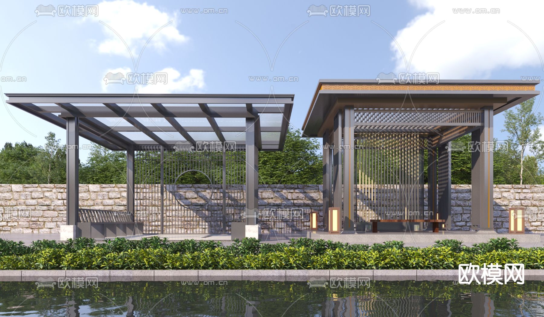 新中式亭子 凉亭3d模型下载