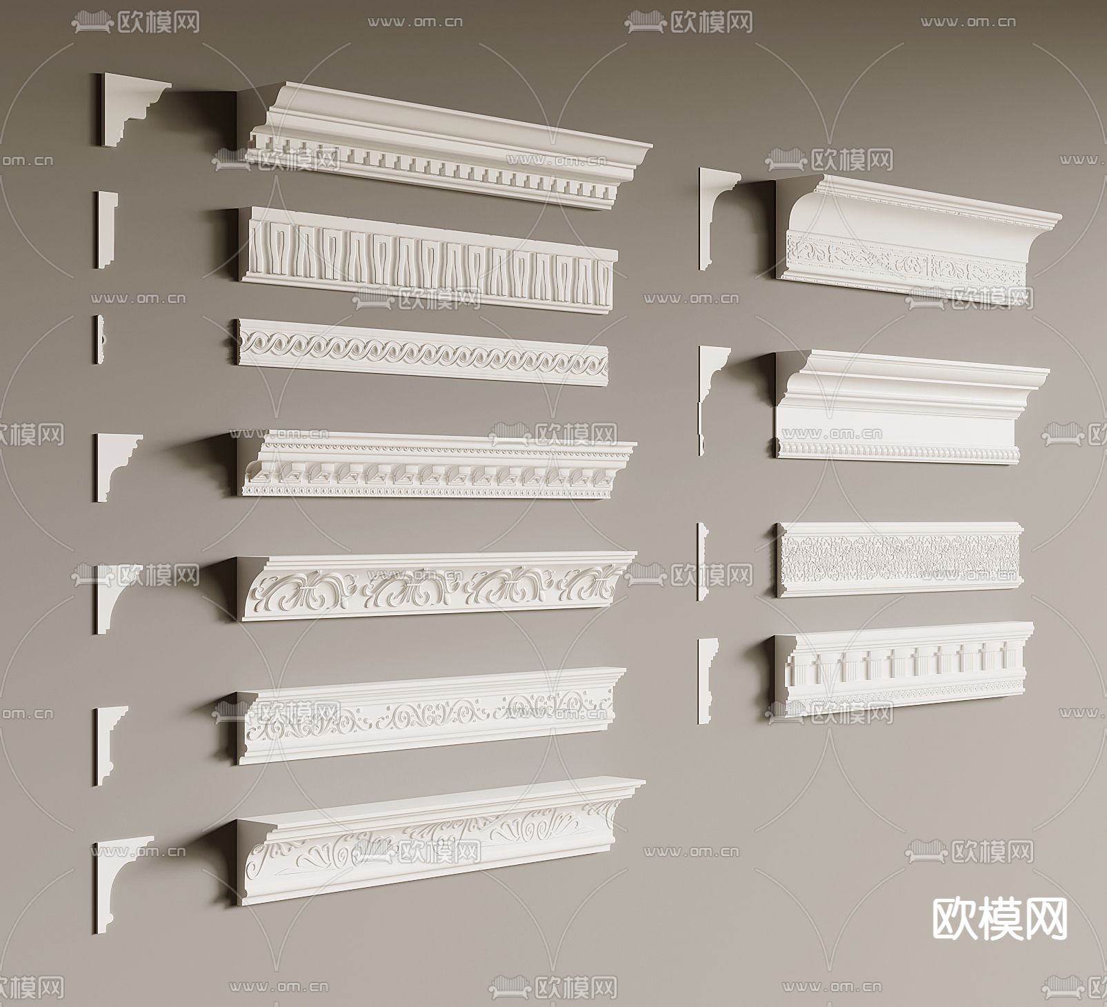石膏线 顶角线 阴角线 踢脚线3d模型下载