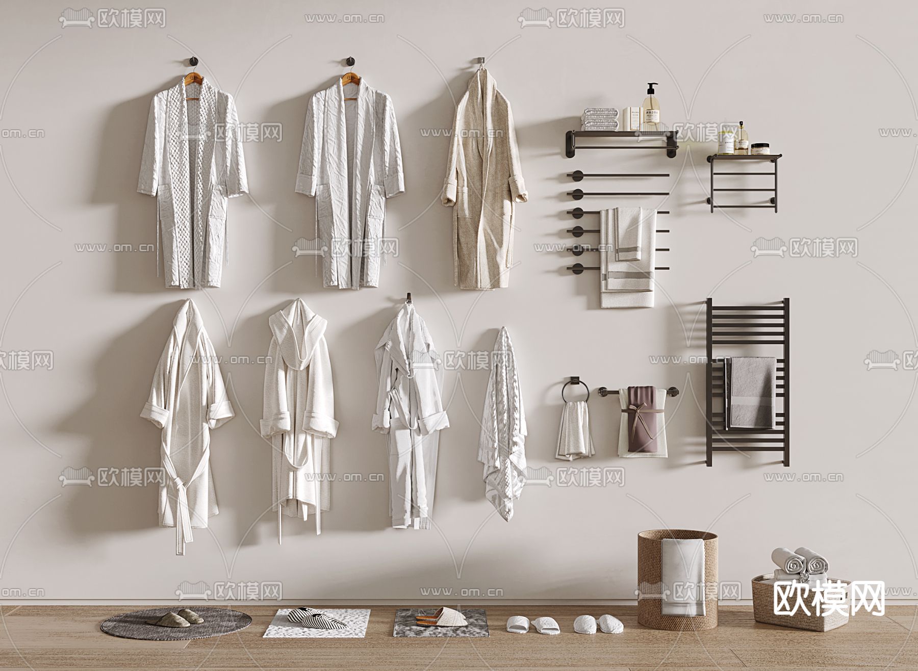 浴袍 浴巾 毛巾 毛巾架3d模型下载