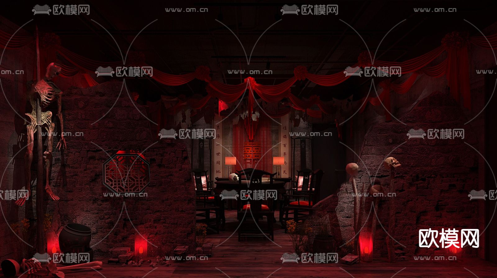 剧本杀 鬼屋3d模型下载（渲染图1）