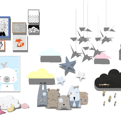  儿童储物柜 书柜 书架 玩具su模型 