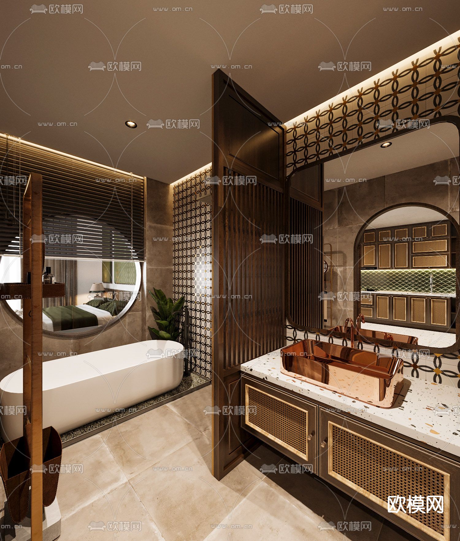 东南亚卫生间su模型下载（渲染图1）