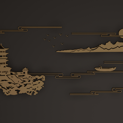  新中式木雕su模型 