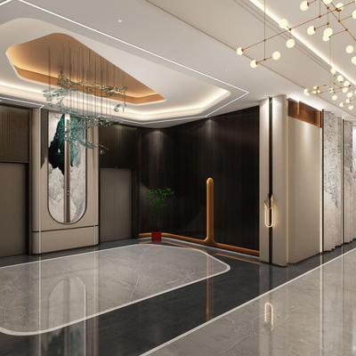  现代电梯间su模型 
