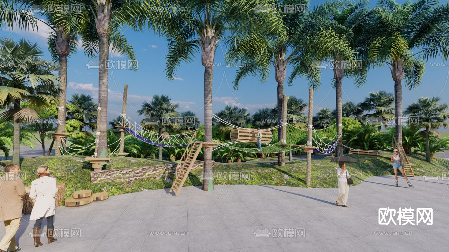 儿童攀爬构架su模型下载（渲染图1）