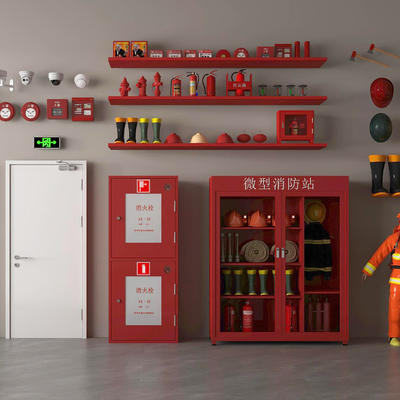  消防栓 消防设备 灭火器su模型 