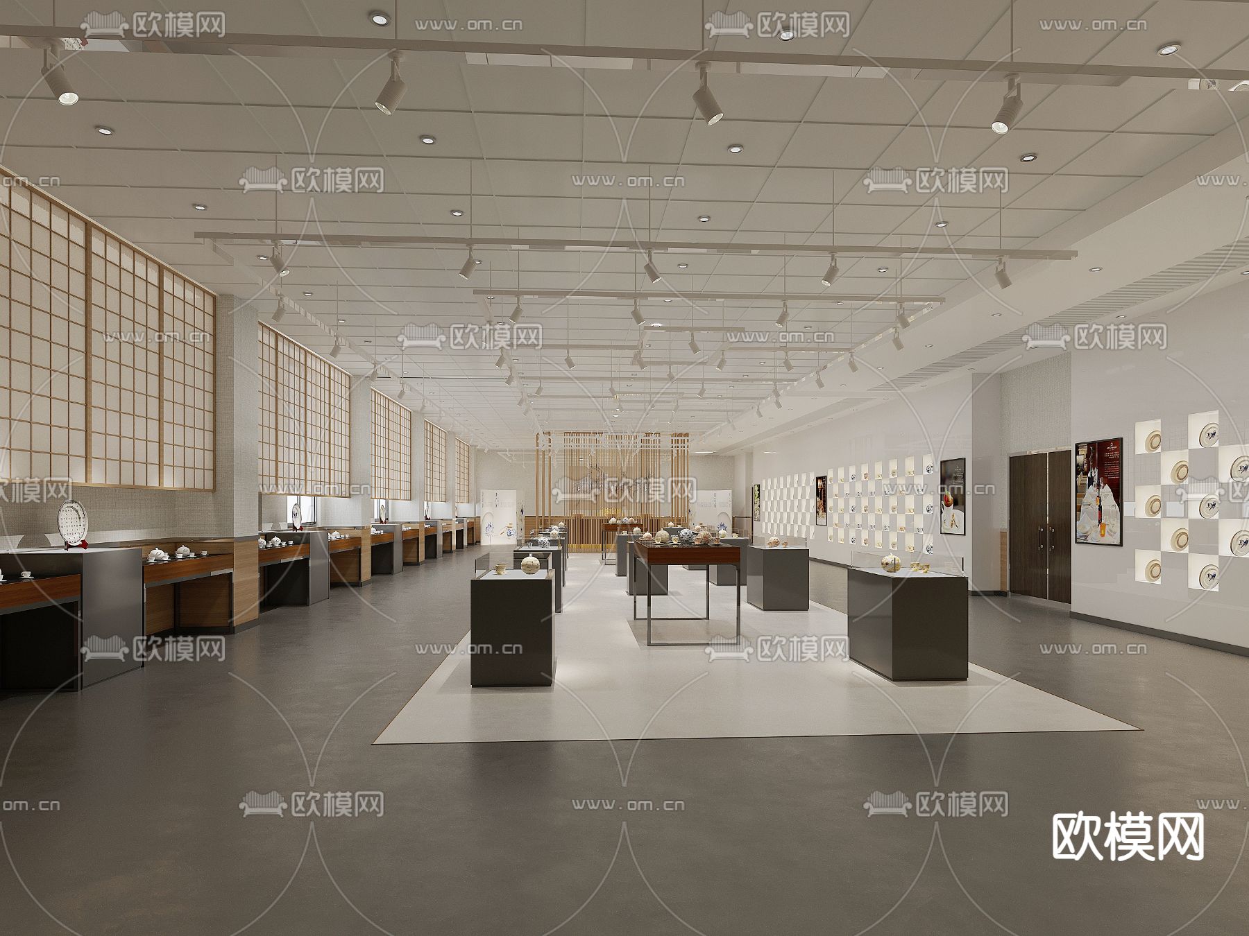 新中式博物馆 展览馆3d模型下载