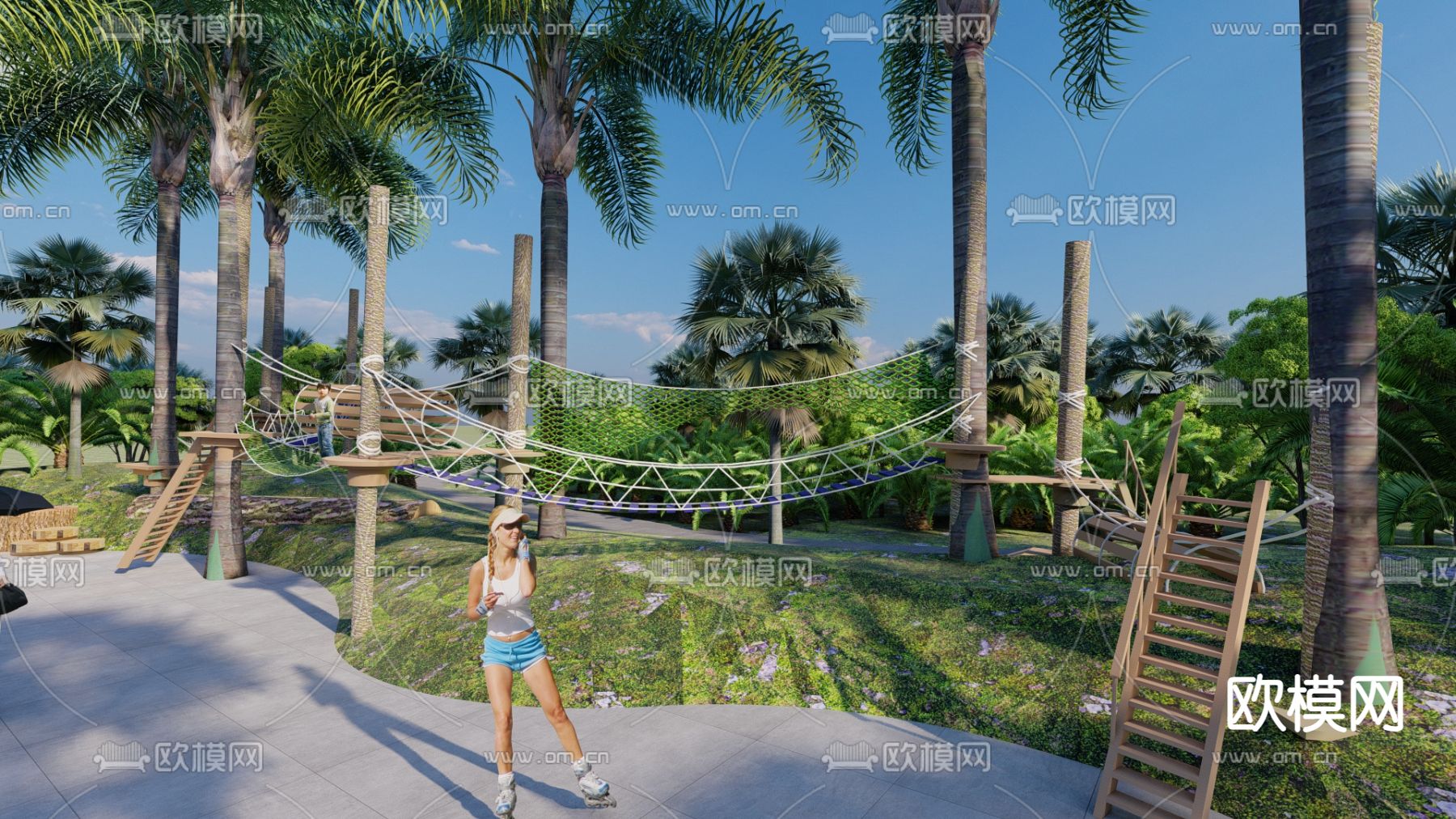 儿童攀爬构架su模型下载（渲染图3）