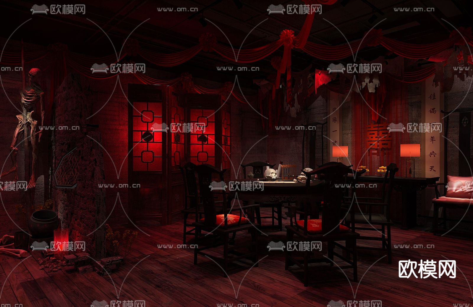 剧本杀 鬼屋3d模型下载（渲染图2）