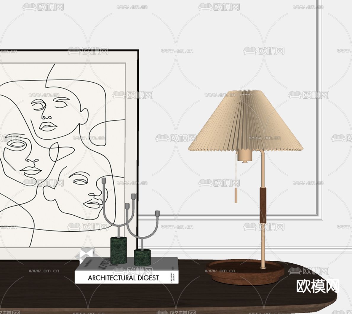 北欧台灯su模型下载（渲染图2）
