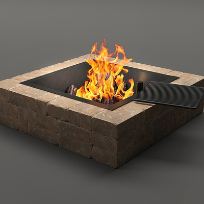  户外火炉 篝火su模型 