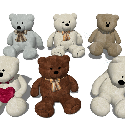  毛绒熊 布偶玩具su模型 