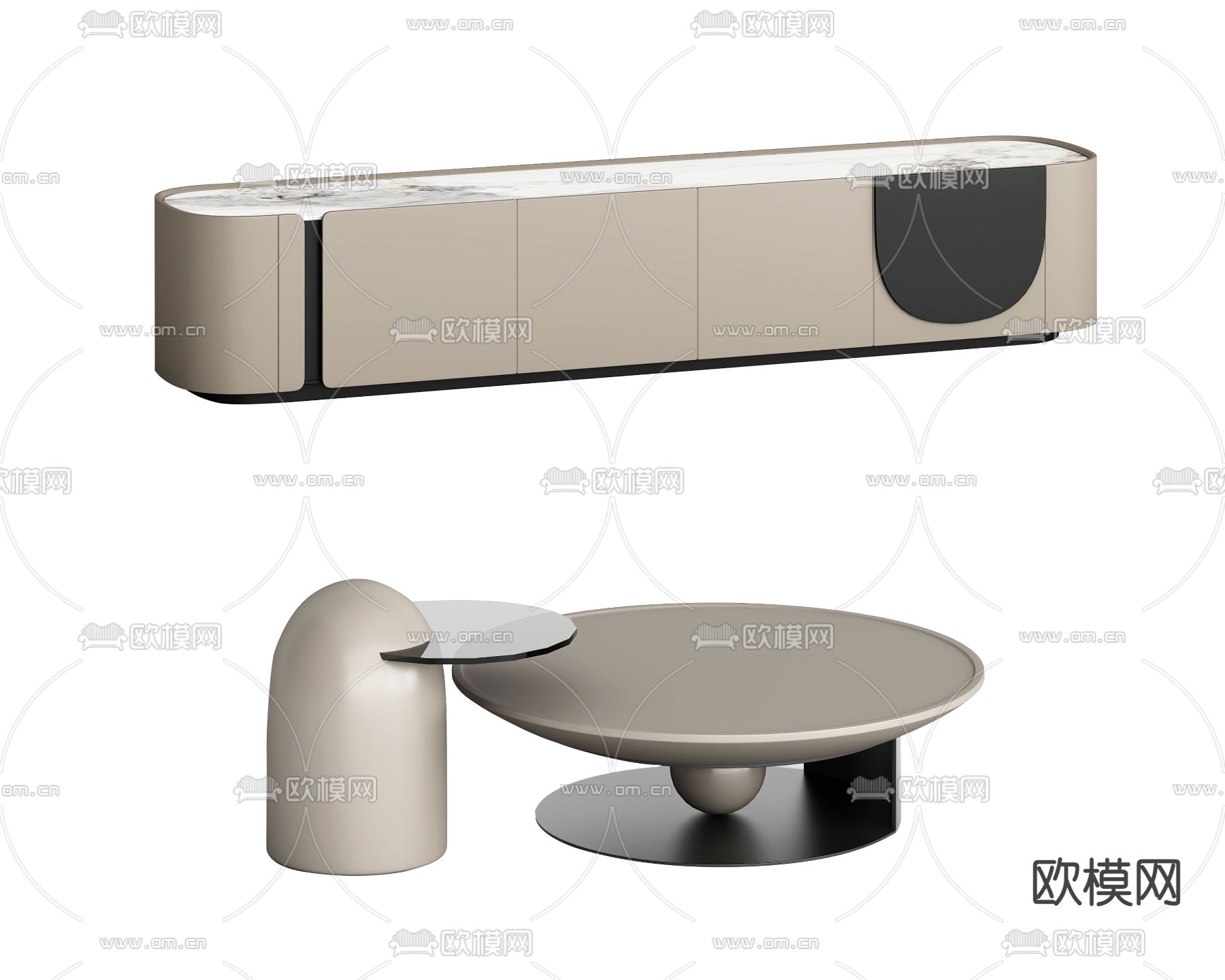 现代电视柜 茶几3d模型下载