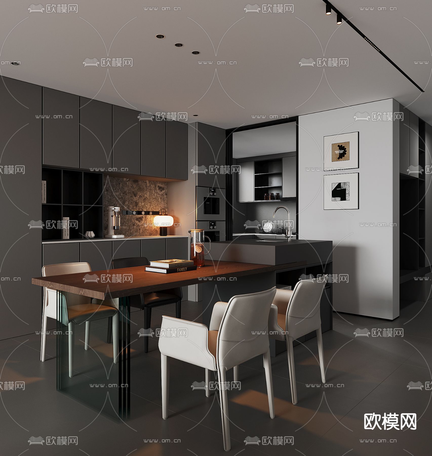 暗黑风餐厅3d模型下载