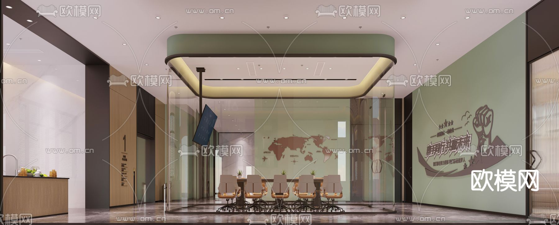 公共办公区 会议室 接待室3d模型下载（渲染图1）