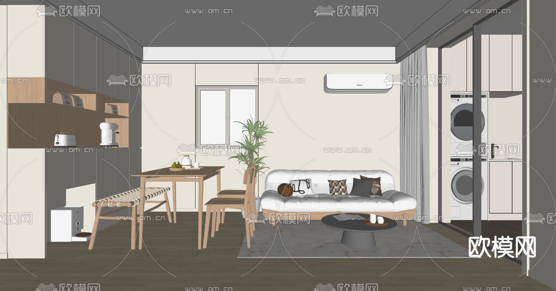 日式客餐厅su模型下载