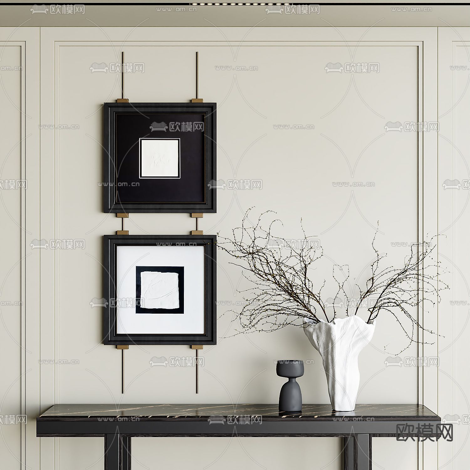 中古风装饰画su模型下载（渲染图1）