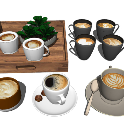  热饮咖啡 咖啡杯su模型 