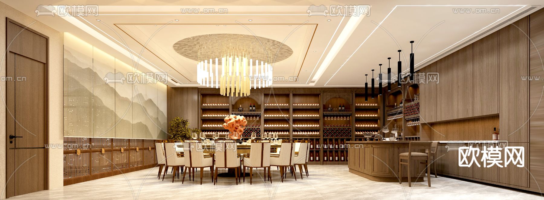 餐厅包间 酒楼包房免费3d模型下载（渲染图2）