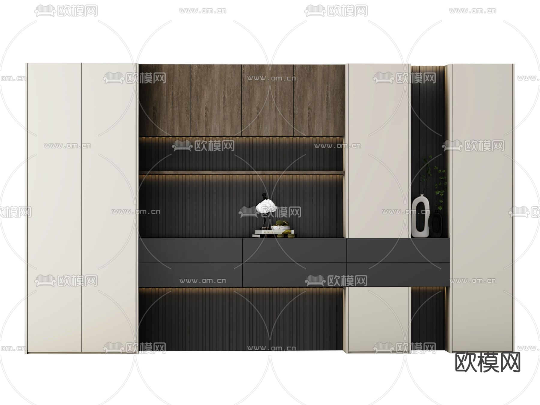 现代装饰柜 置物架3d模型下载