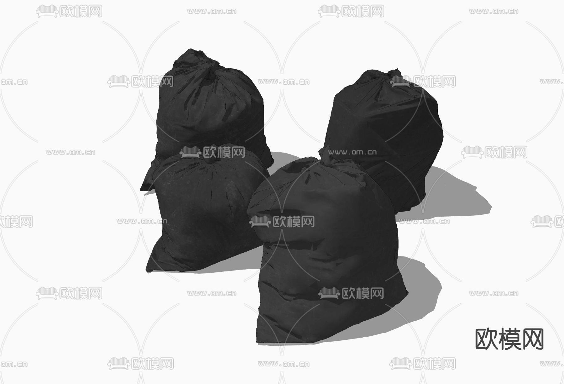 黑色垃圾袋su模型下载（渲染图2）