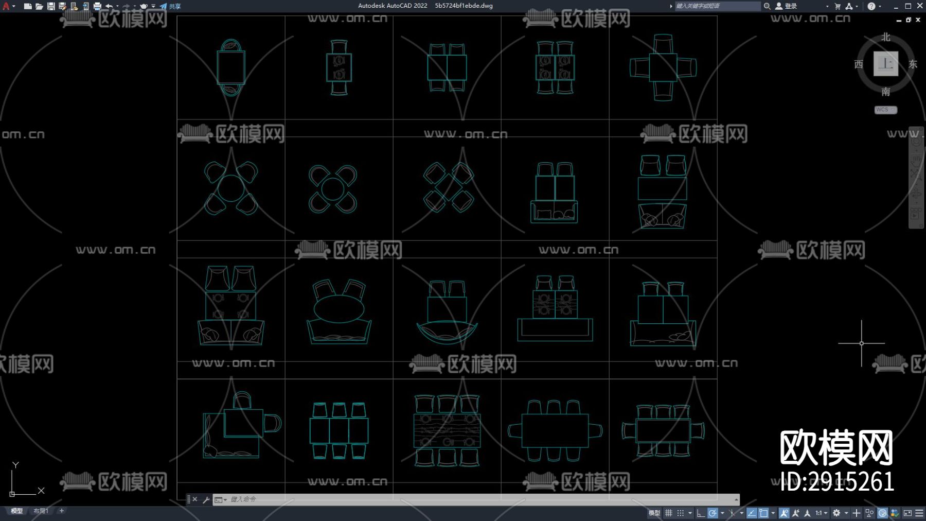 CAD西餐桌椅图块 餐桌 桌椅cad图库下载