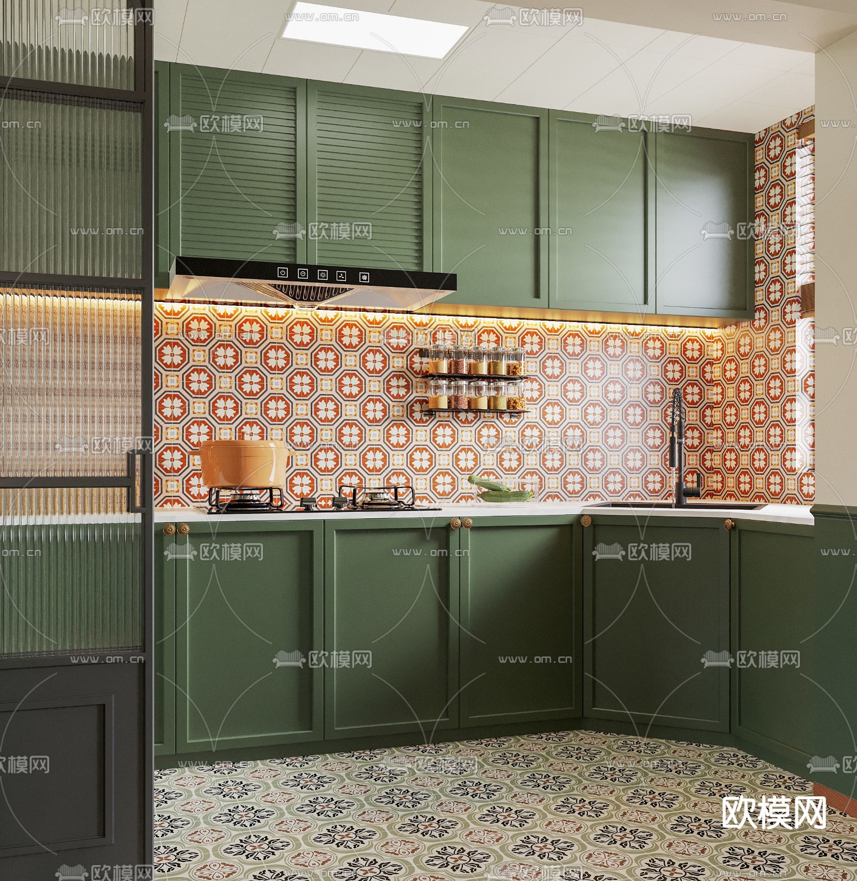 法式橱柜3d模型下载