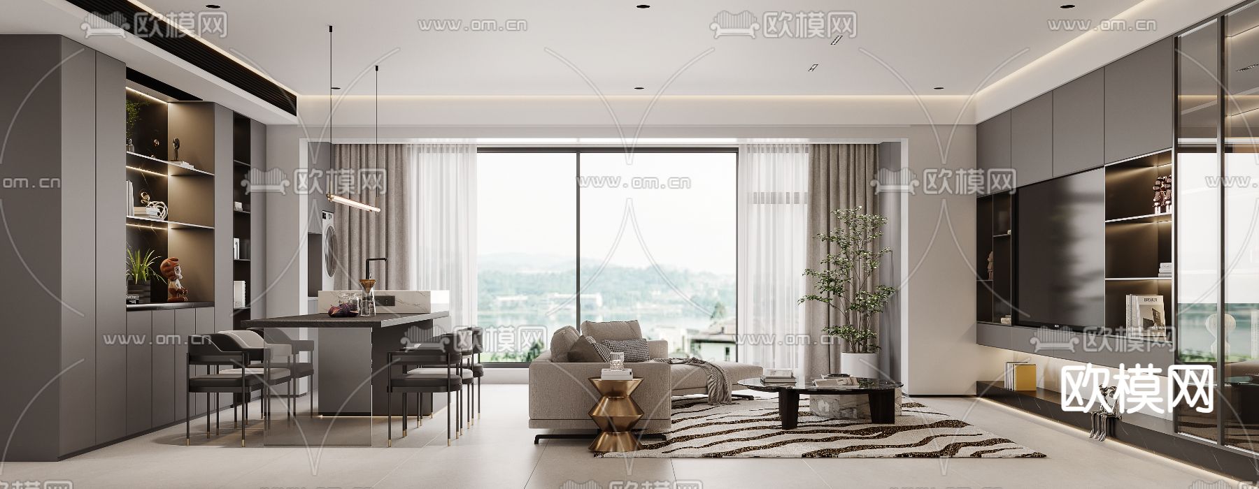 客厅 餐厅免费3d模型下载