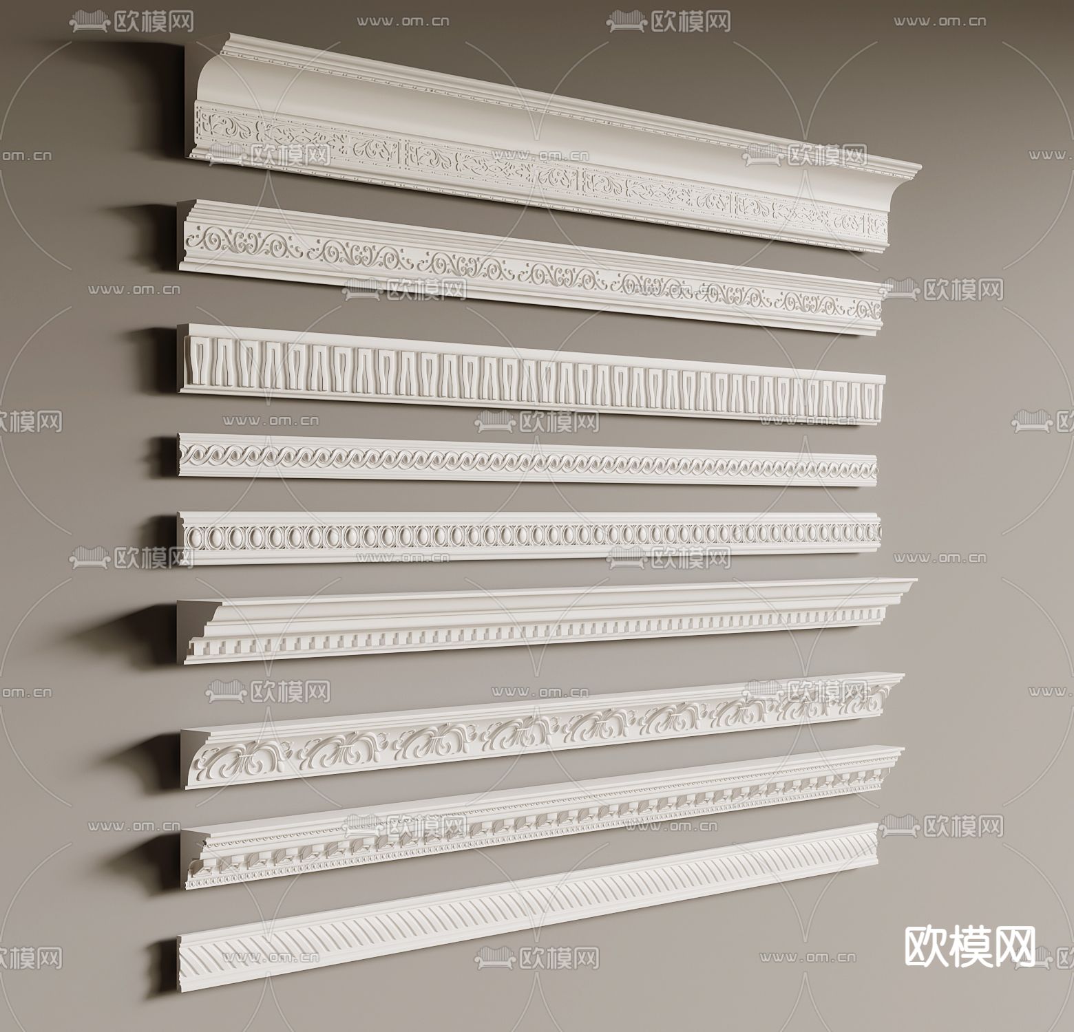 石膏线 顶角线 阴角线 踢脚线3d模型下载