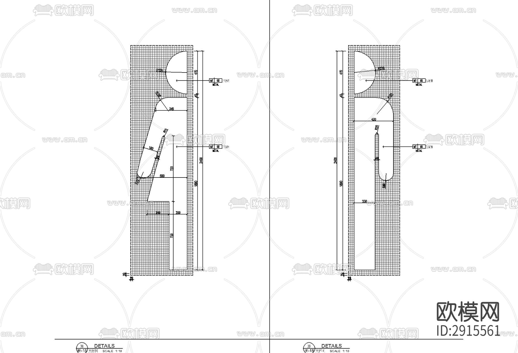 卫生间洗手台及标志牌cad大样图下载（渲染图3）