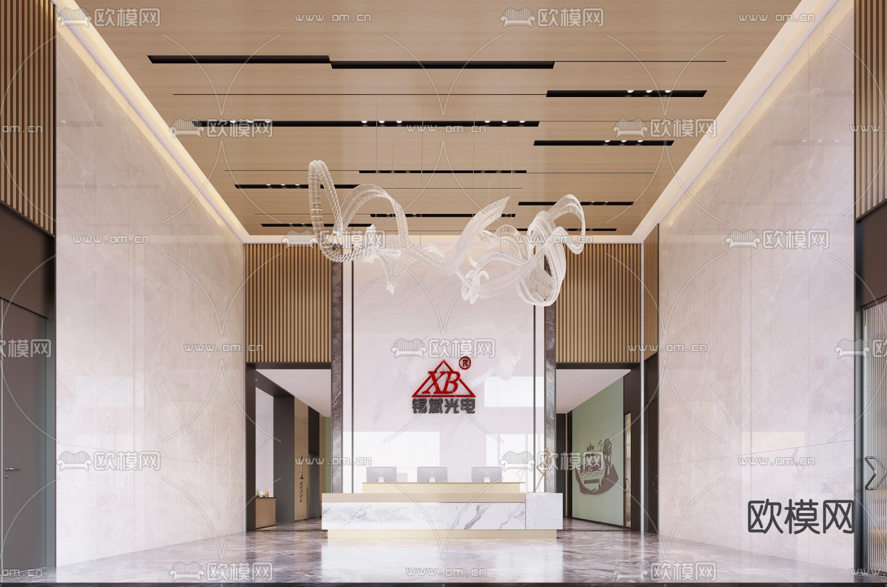 公共办公区 会议室 接待室3d模型下载（渲染图2）