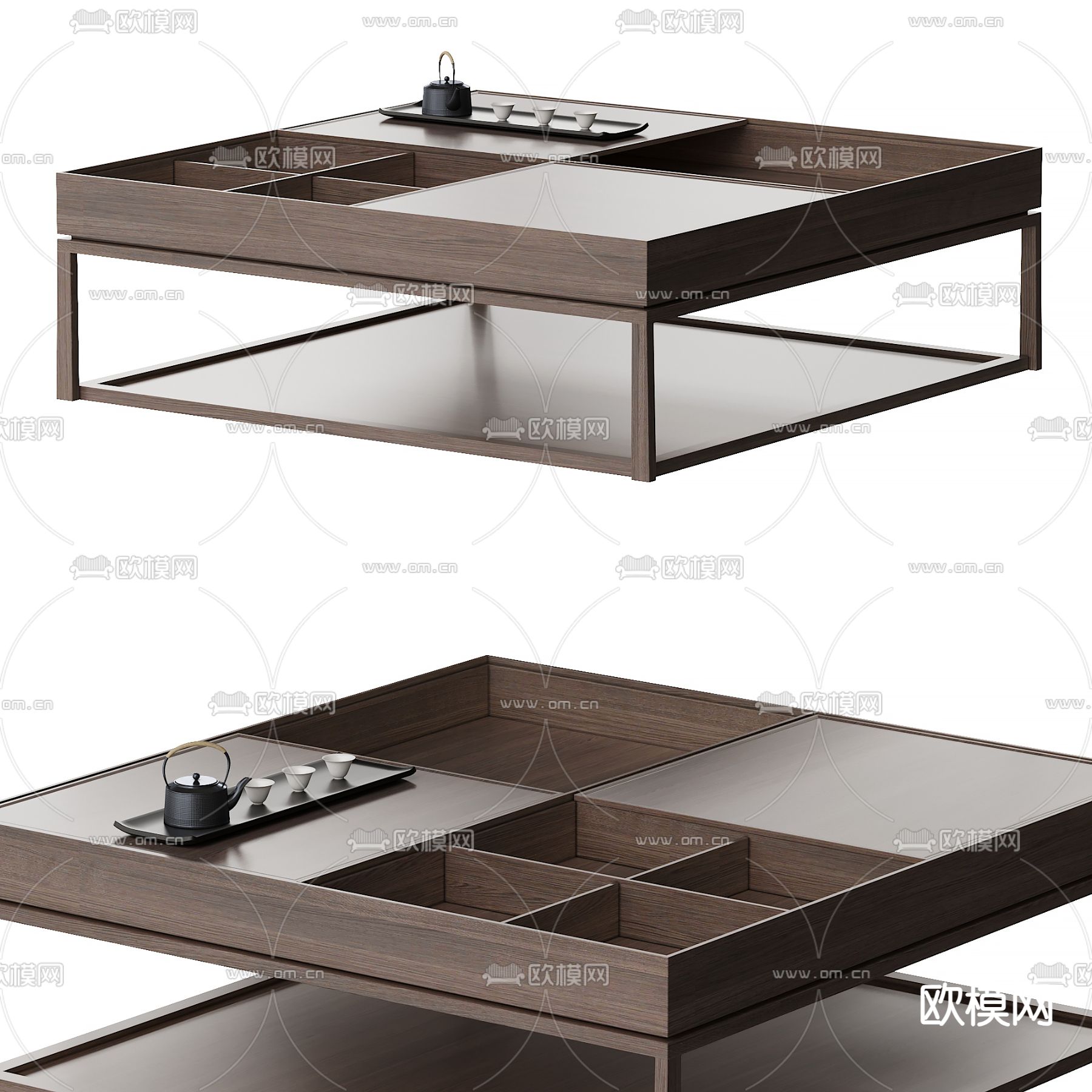 新中式茶几3d模型下载
