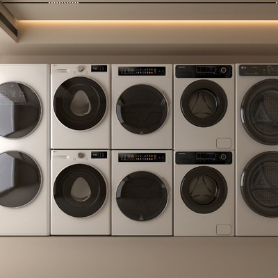  洗衣机 洗烘一体机su模型 