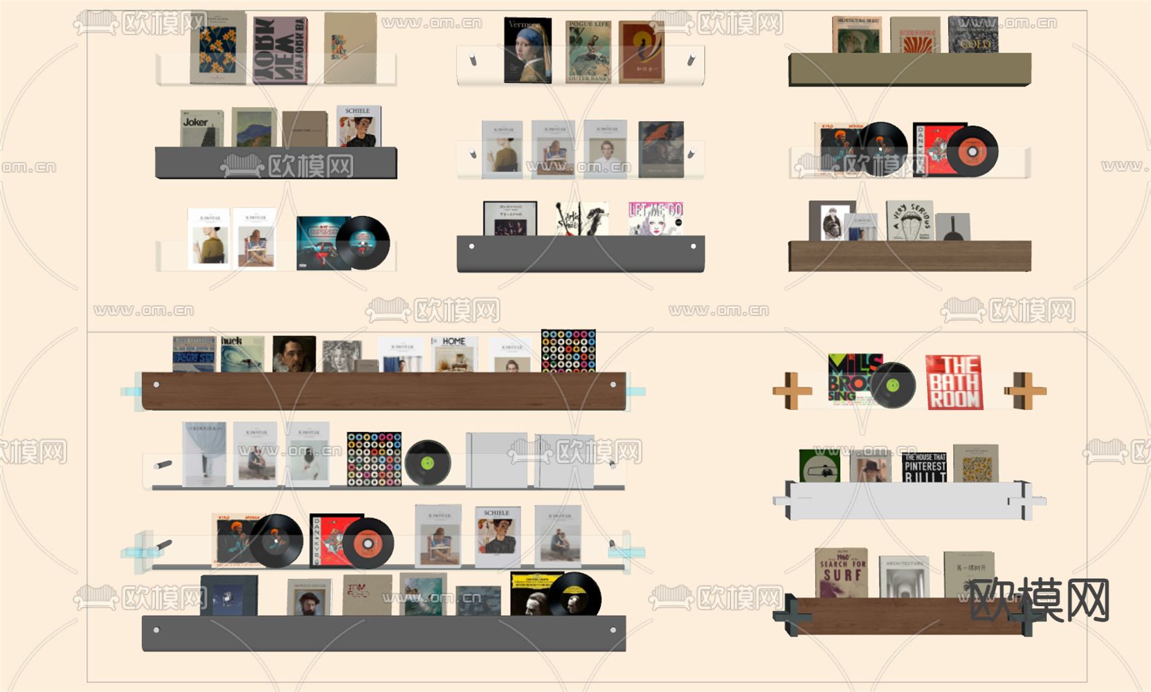 书架 书籍摆件 装饰架su模型下载（渲染图2）