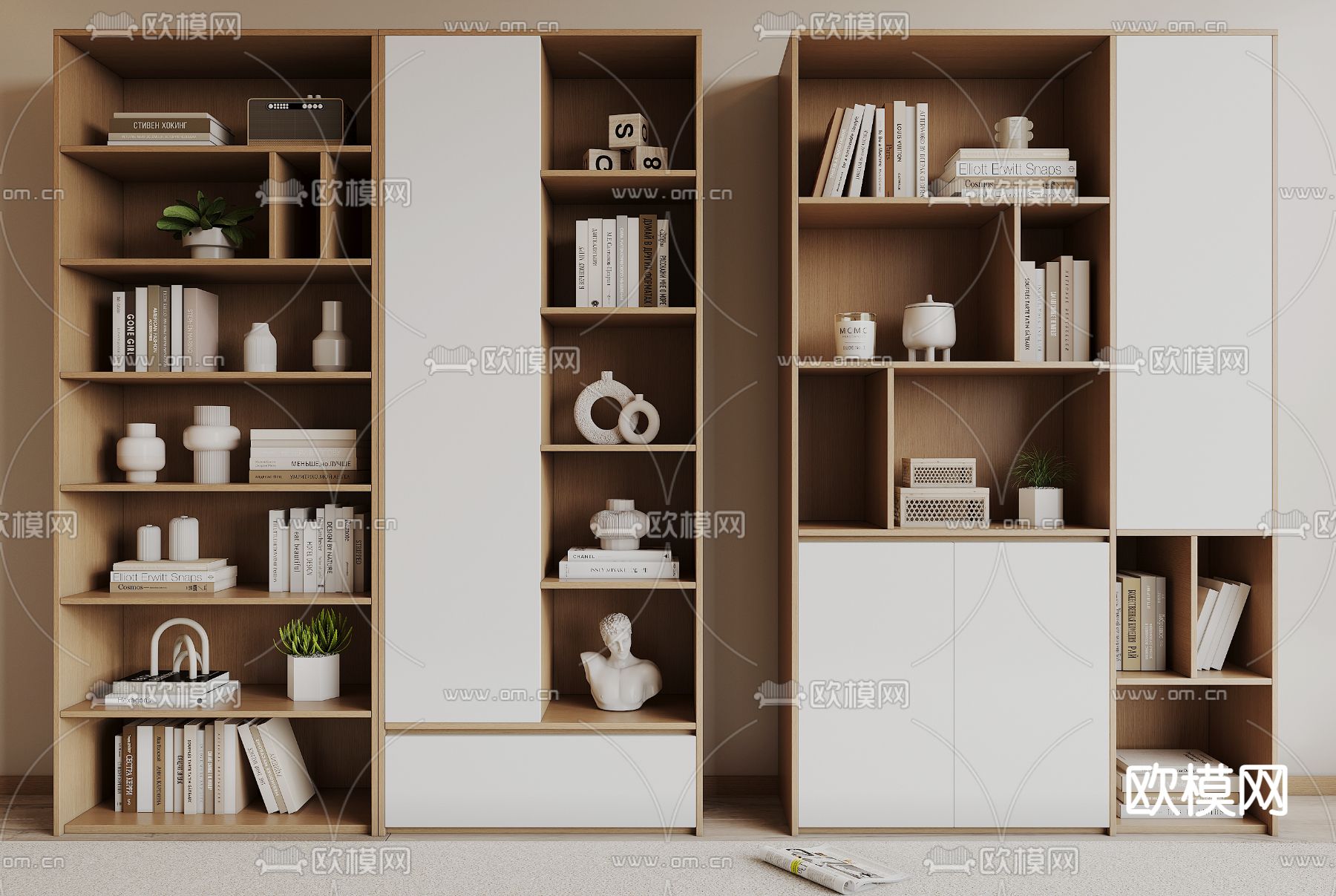 北欧书柜 陈列柜3d模型下载