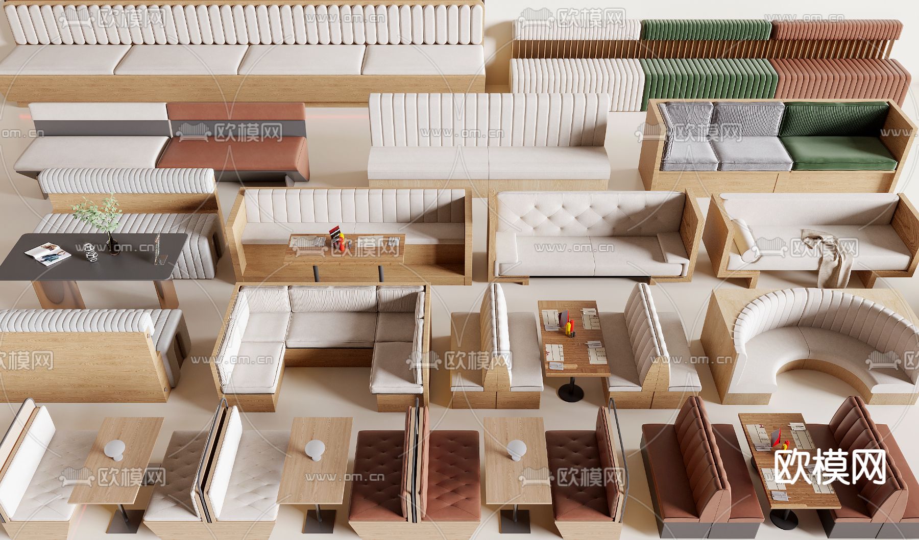 现代卡座沙发su模型下载（渲染图1）