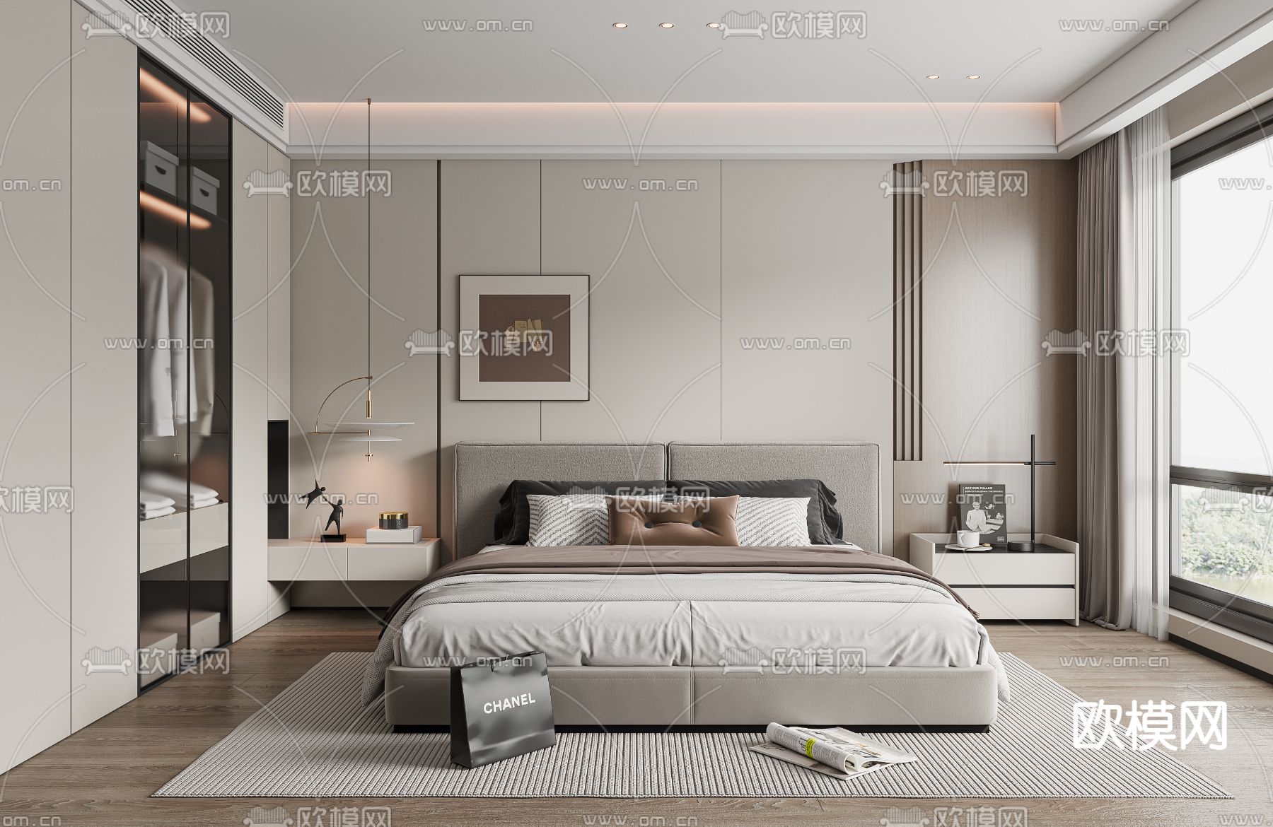现代卧室 主卧 主人房3d模型下载