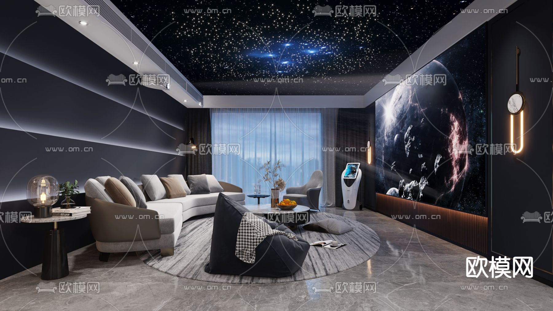 影音室 视听室 家庭影院3d模型下载（渲染图1）