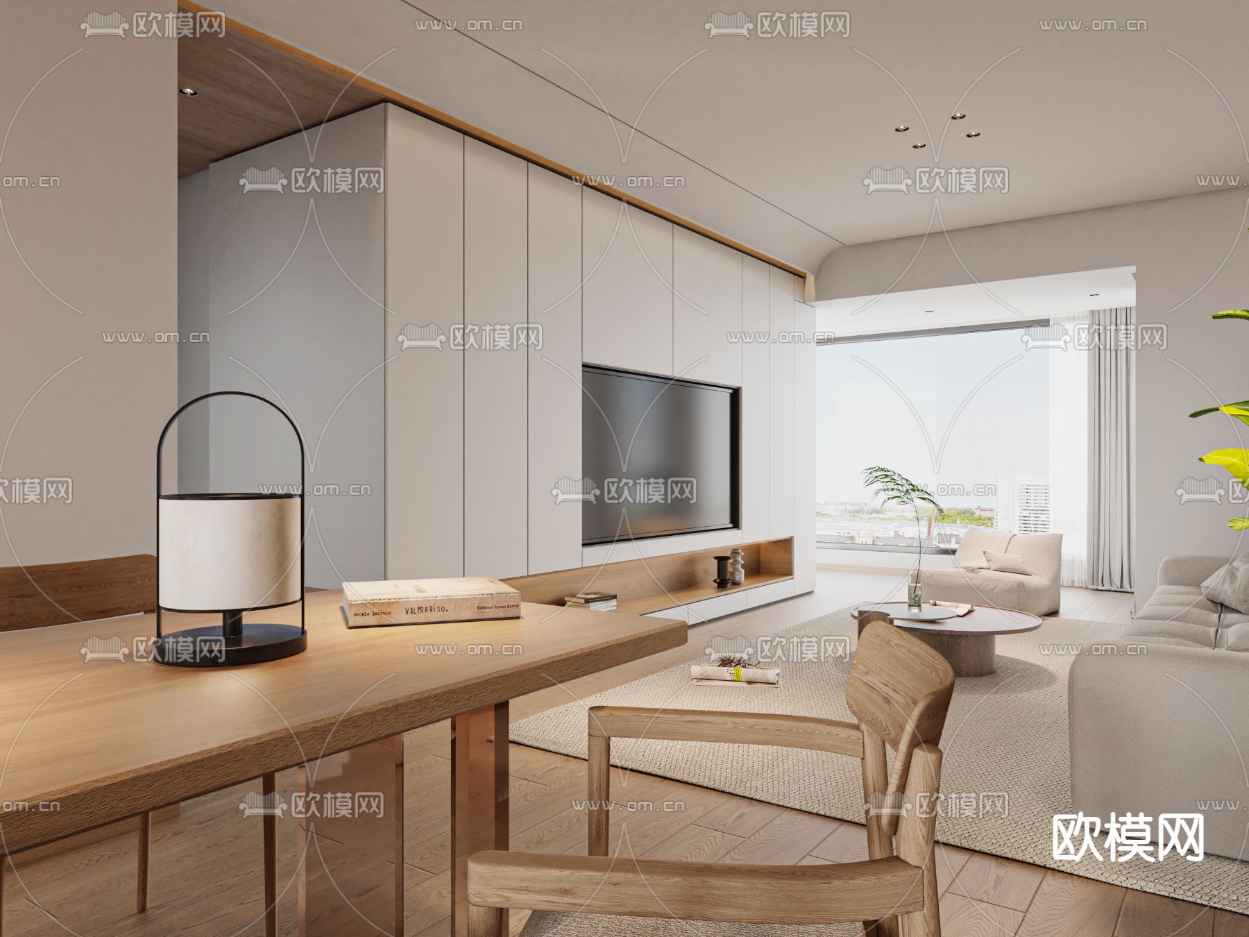 日式客厅 餐厅3d模型下载（渲染图3）