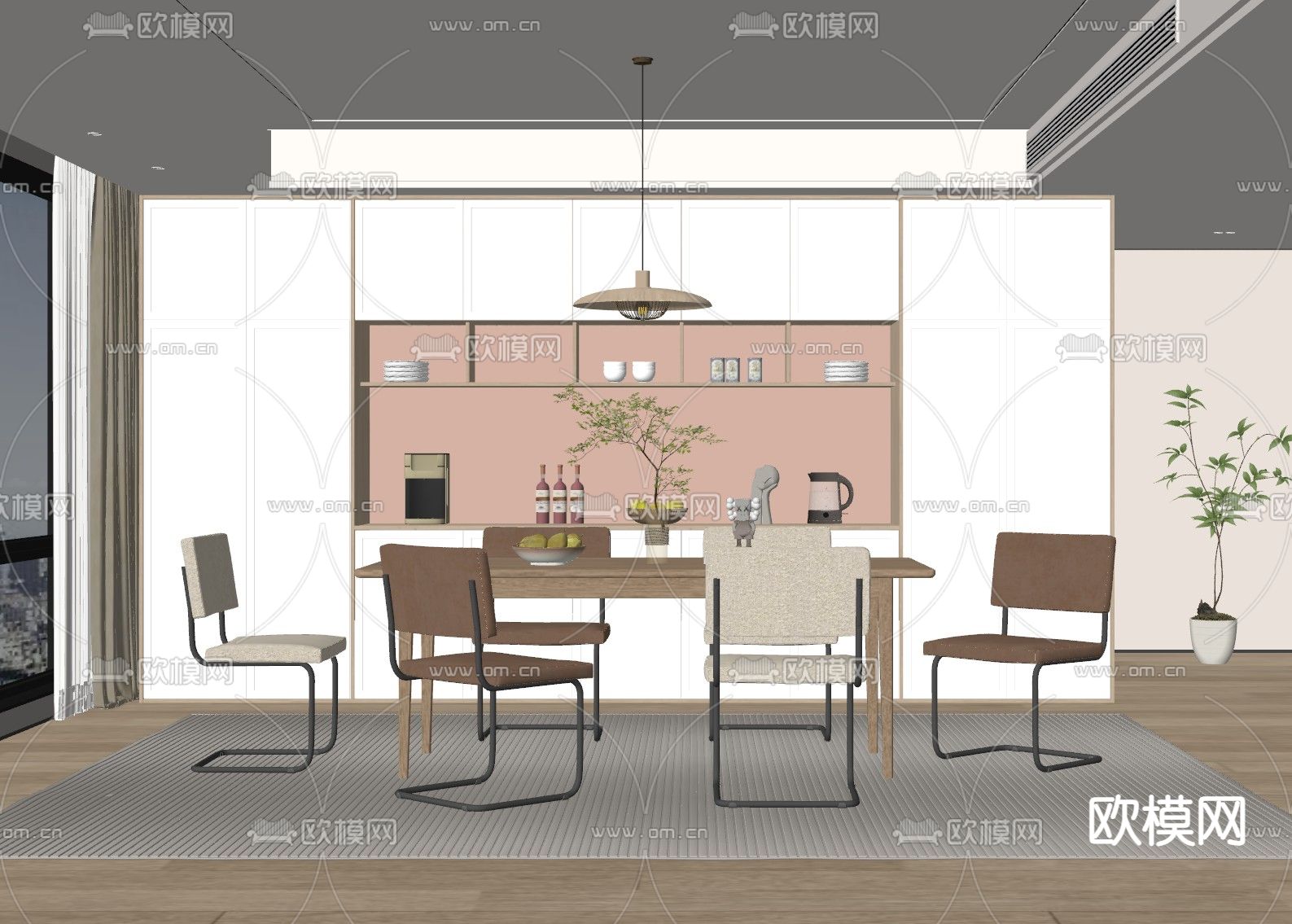 北欧餐厅su模型下载（渲染图1）