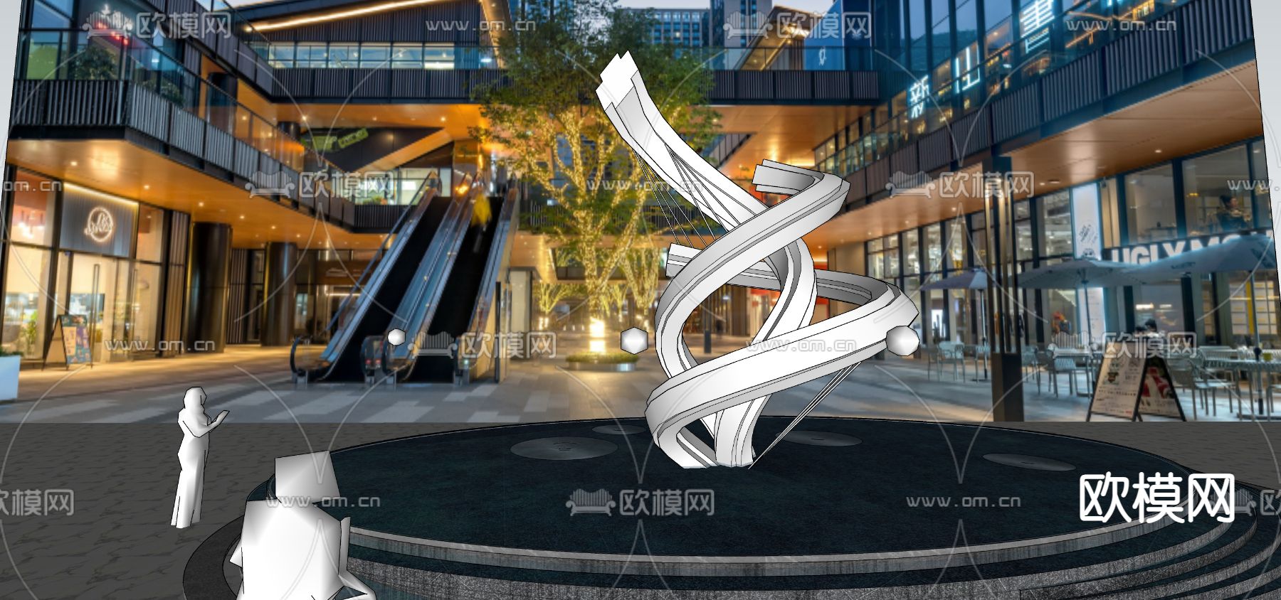 旋转螺旋雕塑 抽象艺术小品su模型