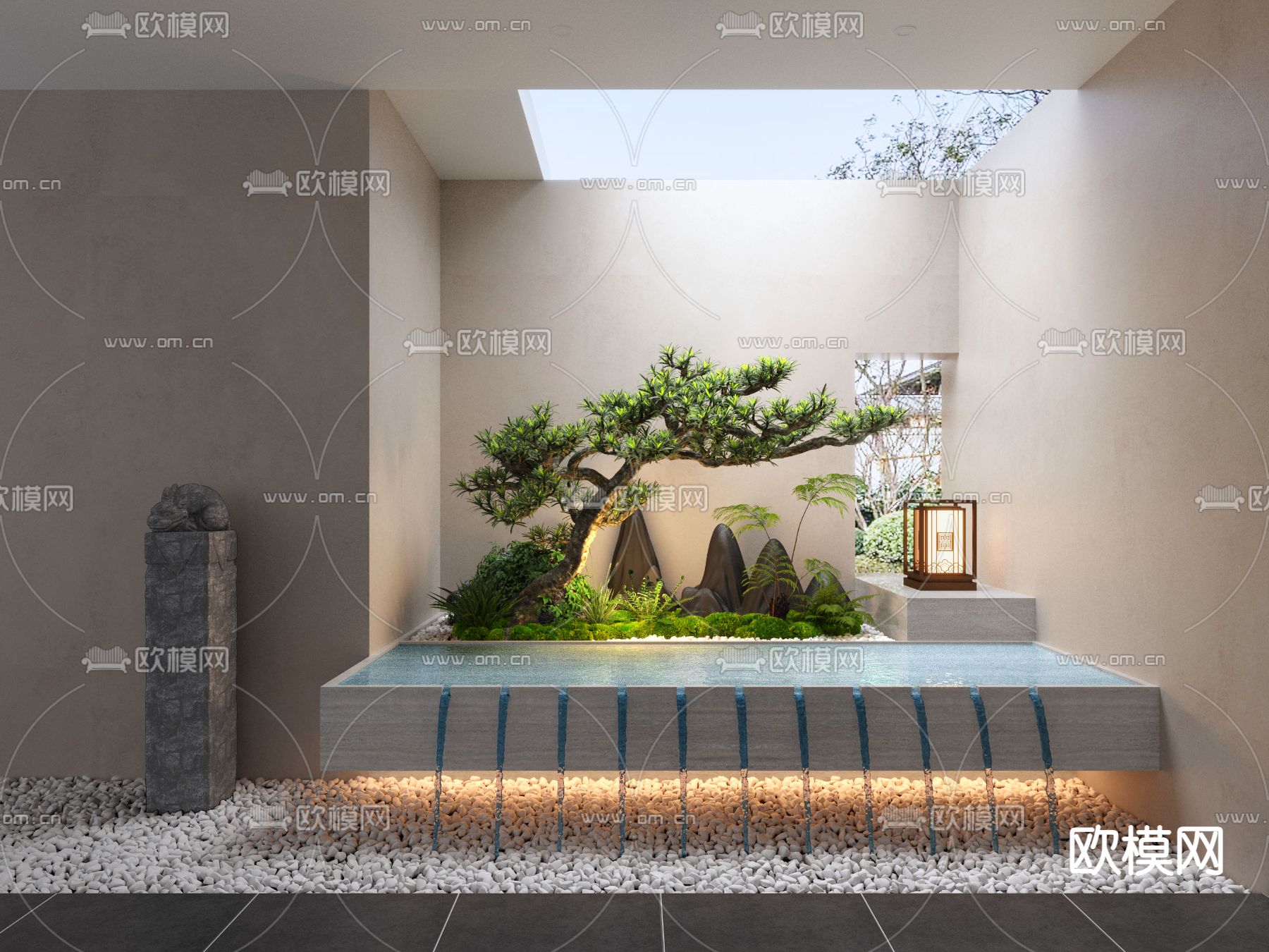 松树植物堆 庭院造景su模型下载（渲染图1）