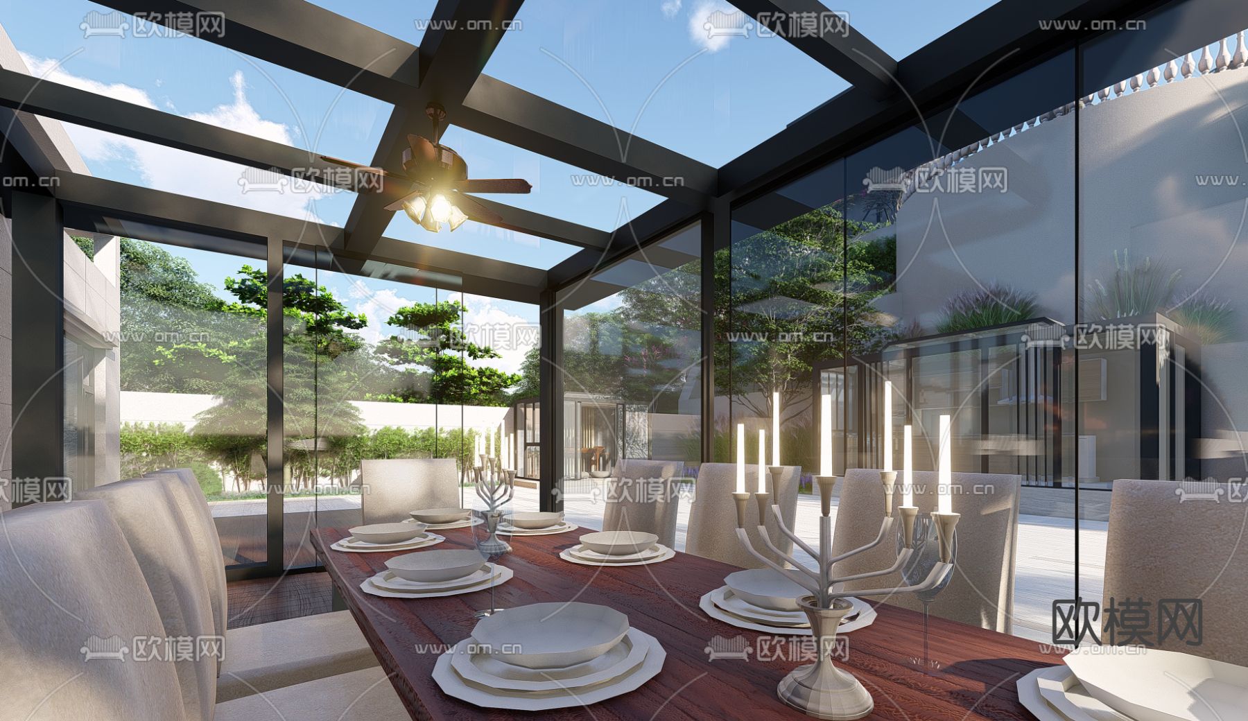 阳光房su模型下载（渲染图1）